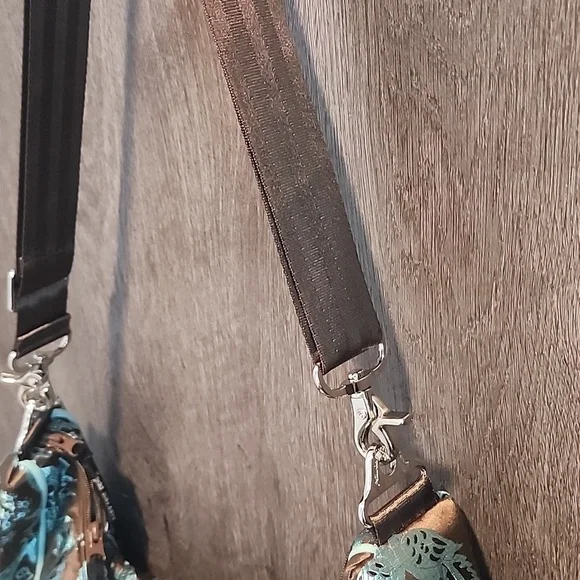 Petunia Pickle Bottom baby chic diaper bag nwot teal/brown vintage - Picture 4 of 11